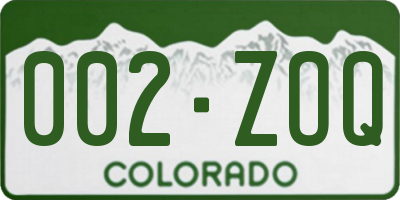 CO license plate 002ZOQ