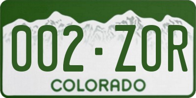 CO license plate 002ZOR