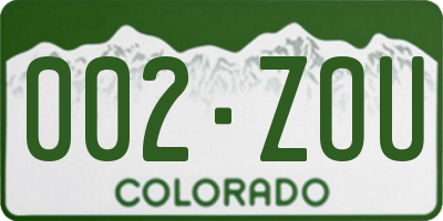 CO license plate 002ZOU