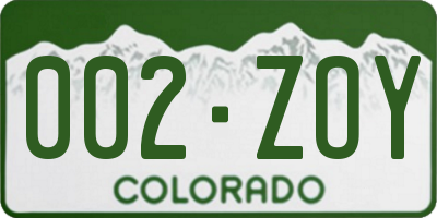 CO license plate 002ZOY