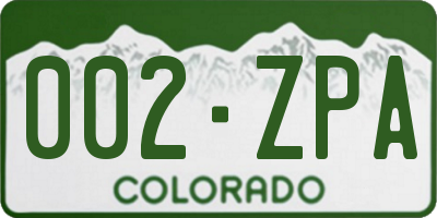 CO license plate 002ZPA