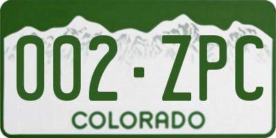 CO license plate 002ZPC