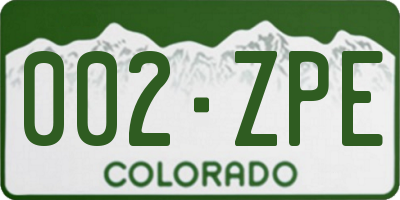 CO license plate 002ZPE