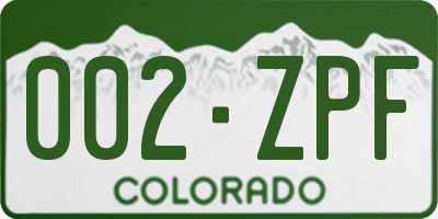CO license plate 002ZPF