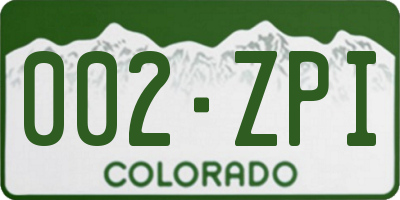 CO license plate 002ZPI