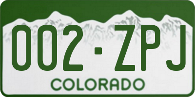 CO license plate 002ZPJ