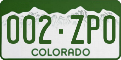 CO license plate 002ZPO