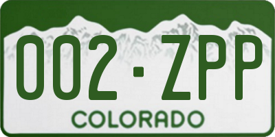 CO license plate 002ZPP