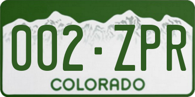 CO license plate 002ZPR