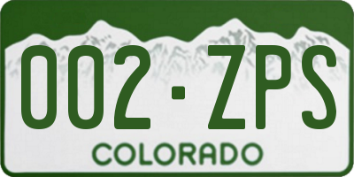 CO license plate 002ZPS