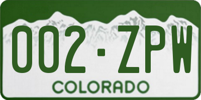 CO license plate 002ZPW