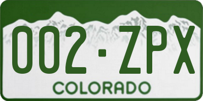 CO license plate 002ZPX