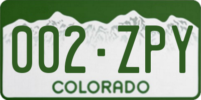 CO license plate 002ZPY