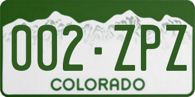 CO license plate 002ZPZ