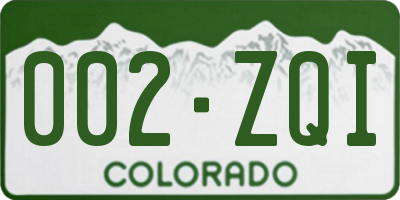 CO license plate 002ZQI