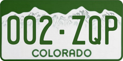 CO license plate 002ZQP