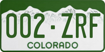CO license plate 002ZRF