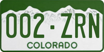 CO license plate 002ZRN