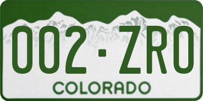 CO license plate 002ZRO