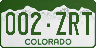 CO license plate 002ZRT