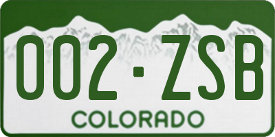 CO license plate 002ZSB