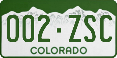 CO license plate 002ZSC