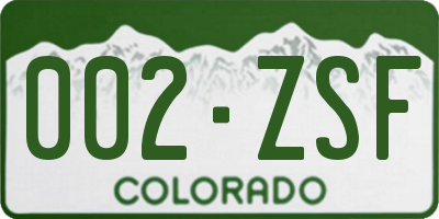 CO license plate 002ZSF