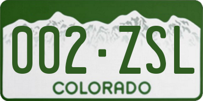 CO license plate 002ZSL