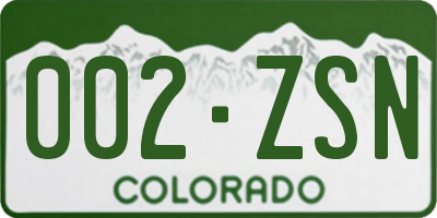 CO license plate 002ZSN