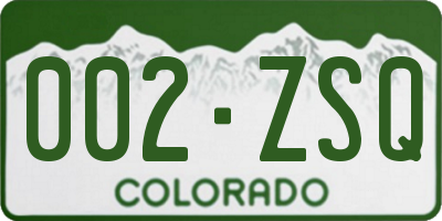CO license plate 002ZSQ