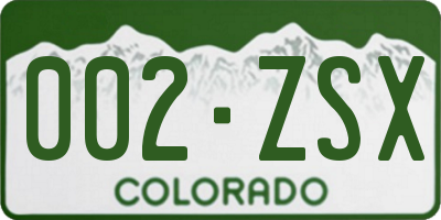 CO license plate 002ZSX