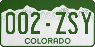 CO license plate 002ZSY