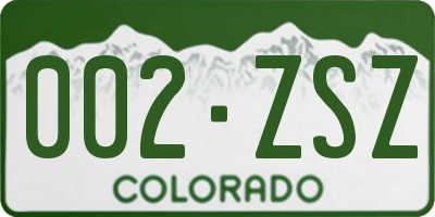CO license plate 002ZSZ