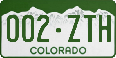 CO license plate 002ZTH