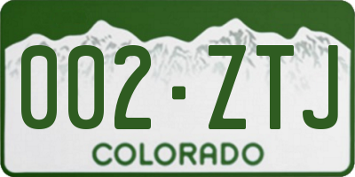 CO license plate 002ZTJ