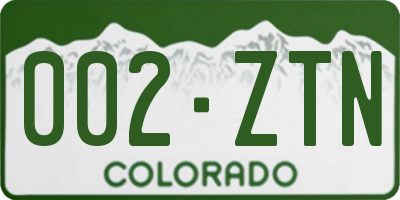 CO license plate 002ZTN