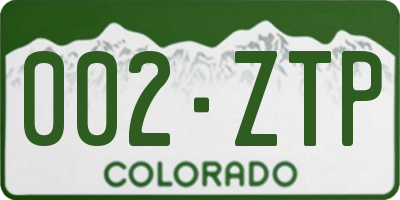 CO license plate 002ZTP