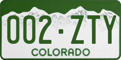 CO license plate 002ZTY