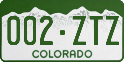 CO license plate 002ZTZ