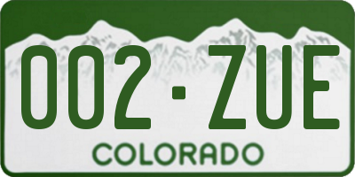 CO license plate 002ZUE