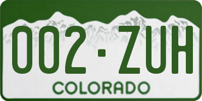 CO license plate 002ZUH