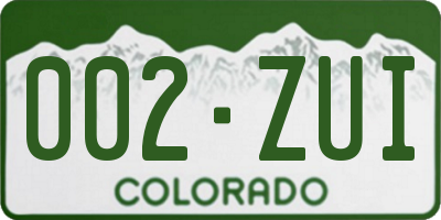 CO license plate 002ZUI