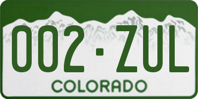 CO license plate 002ZUL