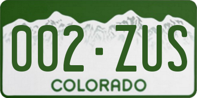 CO license plate 002ZUS