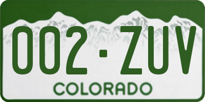 CO license plate 002ZUV