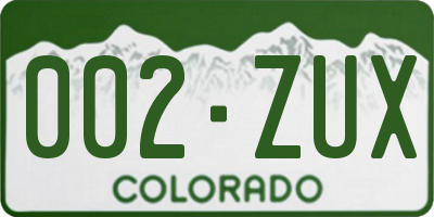 CO license plate 002ZUX