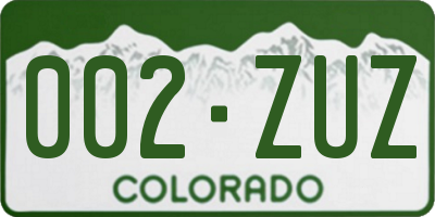 CO license plate 002ZUZ