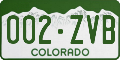 CO license plate 002ZVB