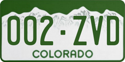CO license plate 002ZVD