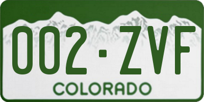 CO license plate 002ZVF